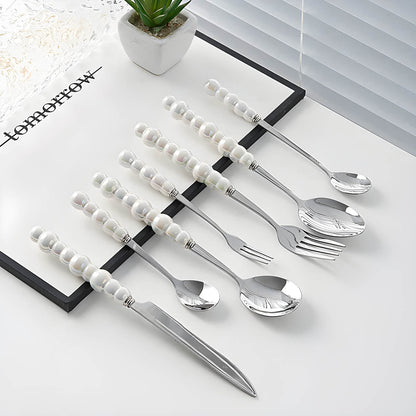 Bestekset met Parels – Elegante Handgrepen – RVS – Voor Diner of Feest