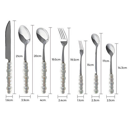 Bestekset met Parels – Elegante Handgrepen – RVS – Voor Diner of Feest