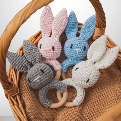 Pluche rammelaar – hondenhoofd – zachte speeltje – voor baby's