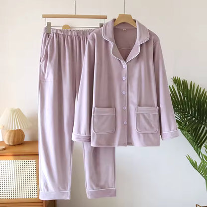 Dames 2-Delige Pyjama Set - Knopen Shirt met Broek