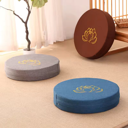 Meditatiekussen – Rond zitkussen – Lotusmotief