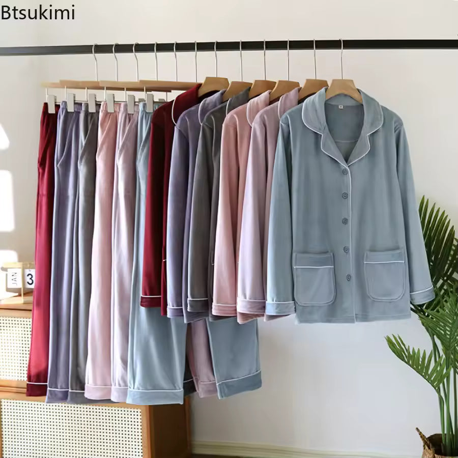 Dames 2-Delige Pyjama Set - Knopen Shirt met Broek