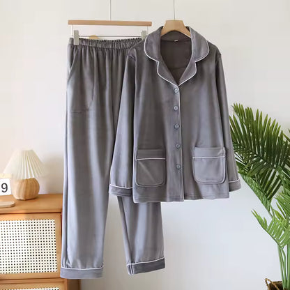 Dames 2-Delige Pyjama Set - Knopen Shirt met Broek