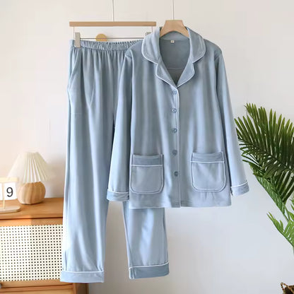 Dames 2-Delige Pyjama Set - Knopen Shirt met Broek