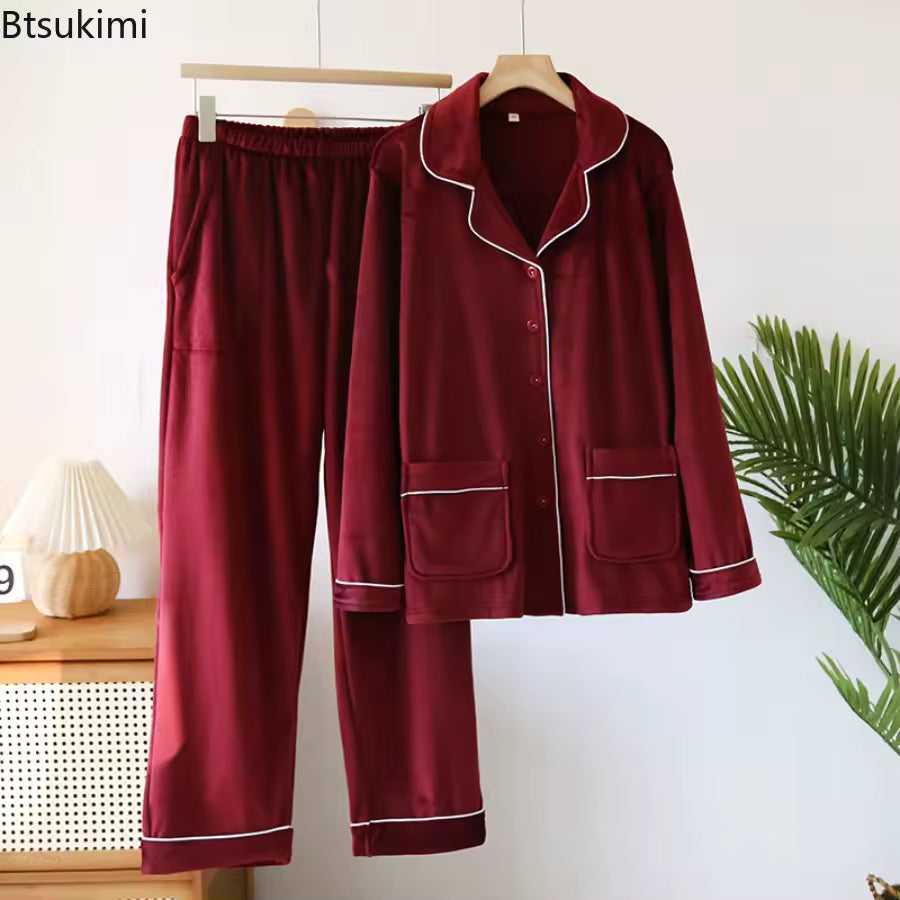 Dames 2-Delige Pyjama Set - Knopen Shirt met Broek