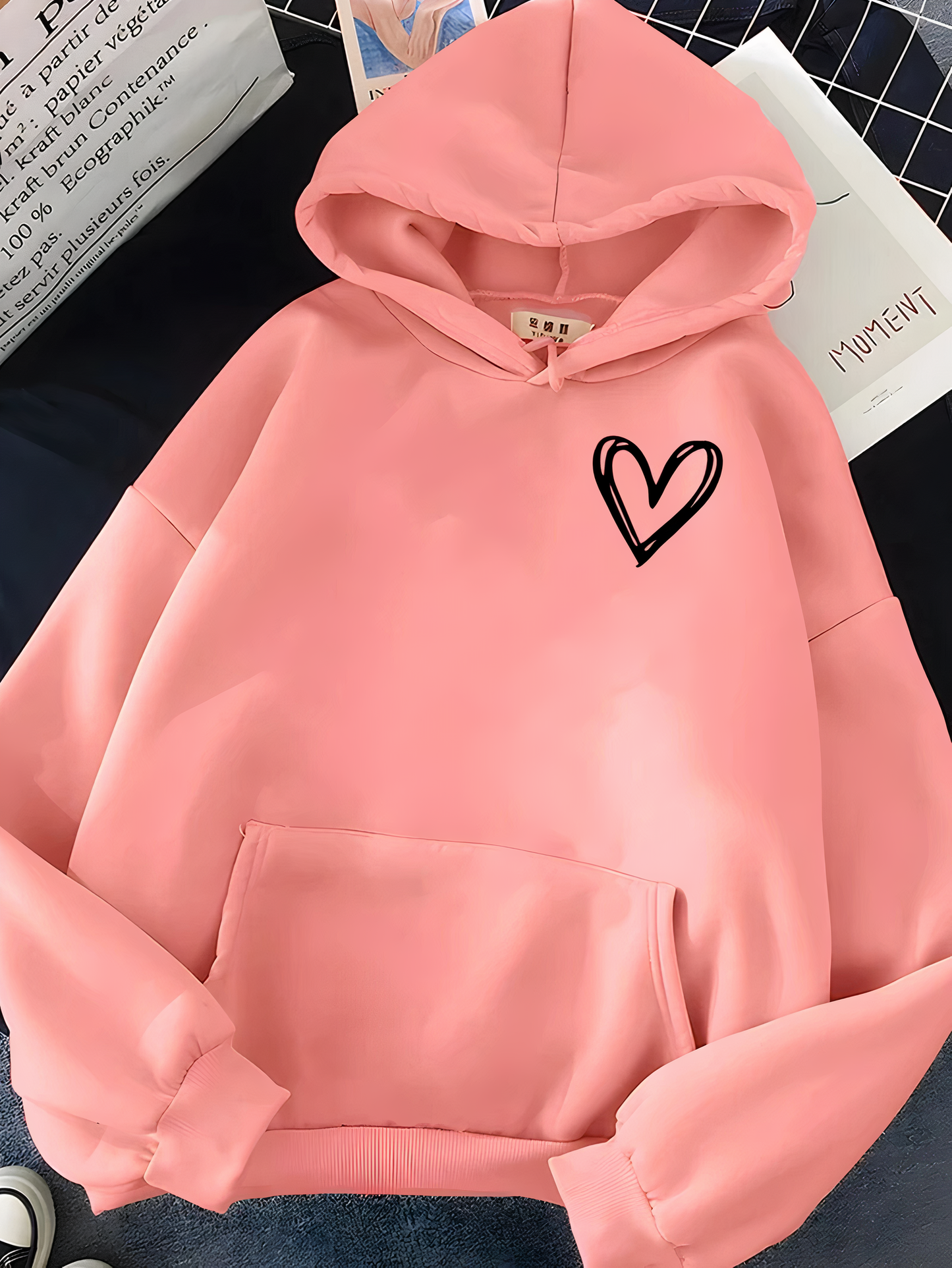 Hoodie Dames – Hart Print – Zachte stof – Voor casual outfits