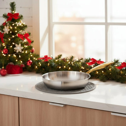 Roestvrijstalen Wokpan – Met Gouden Handgreep – Geschikt voor Gasfornuis