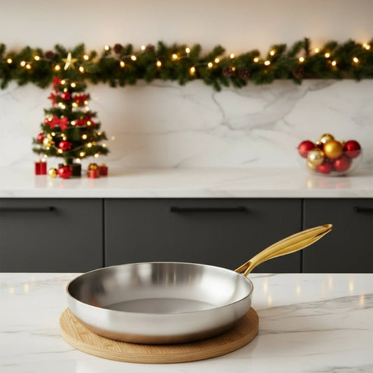 Koekenpan – RVS – Gouden Handvat – Voor Koken en Bakken