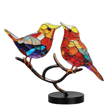 Kleurige Vogelbeeld – Gebeitst Metaalontwerp – Gedetailleerd handwerk – Voor interieurdecoratie