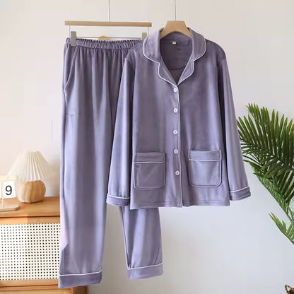 Dames 2-Delige Pyjama Set - Knopen Shirt met Broek