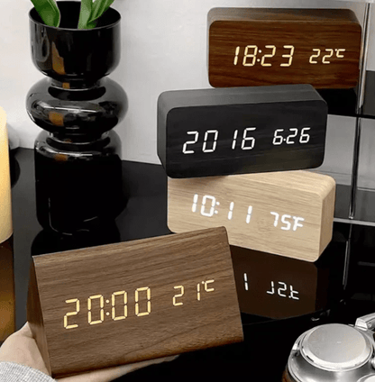 Digitale Klok – Temperatuurweergave – Houten Design – Voor Bureau