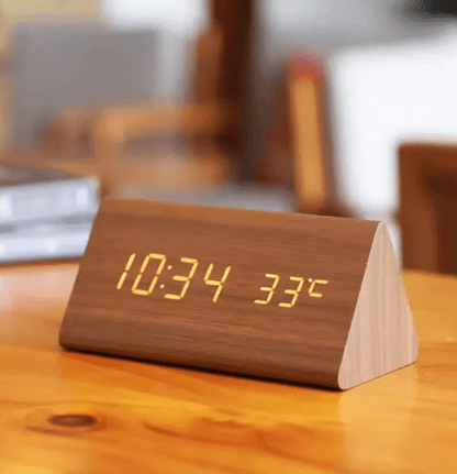 Digitale Klok – Temperatuurweergave – Houten Design – Voor Bureau