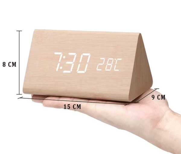Digitale Klok – Temperatuurweergave – Houten Design – Voor Bureau