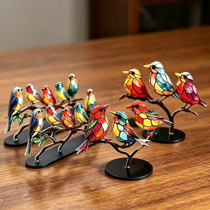 Kleurige Vogelbeeld – Gebeitst Metaalontwerp – Gedetailleerd handwerk – Voor interieurdecoratie