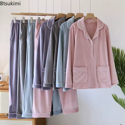 Dames 2-Delige Pyjama Set - Knopen Shirt met Broek