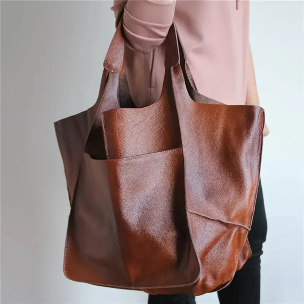 Vegan Leren Shopper – Ruim Ontwerp – Stevige Handvaten – Voor Dames