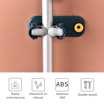 2-in-1 muurhaak – voor bezem en mop – multifunctioneel – voor thuisgebruik