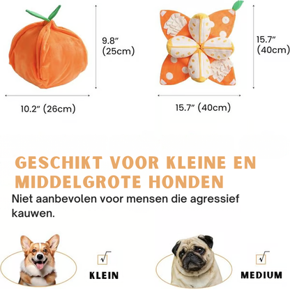 Hondenspeelgoed – Mandarijn – Pluche Speeltje – Voor Kleine en Middelgrote Honden