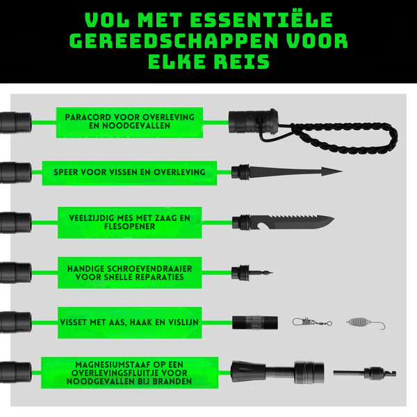 Opvouwbare Wandelstok – Multifunctioneel – Voor Wandelen en Outdoor Activiteiten