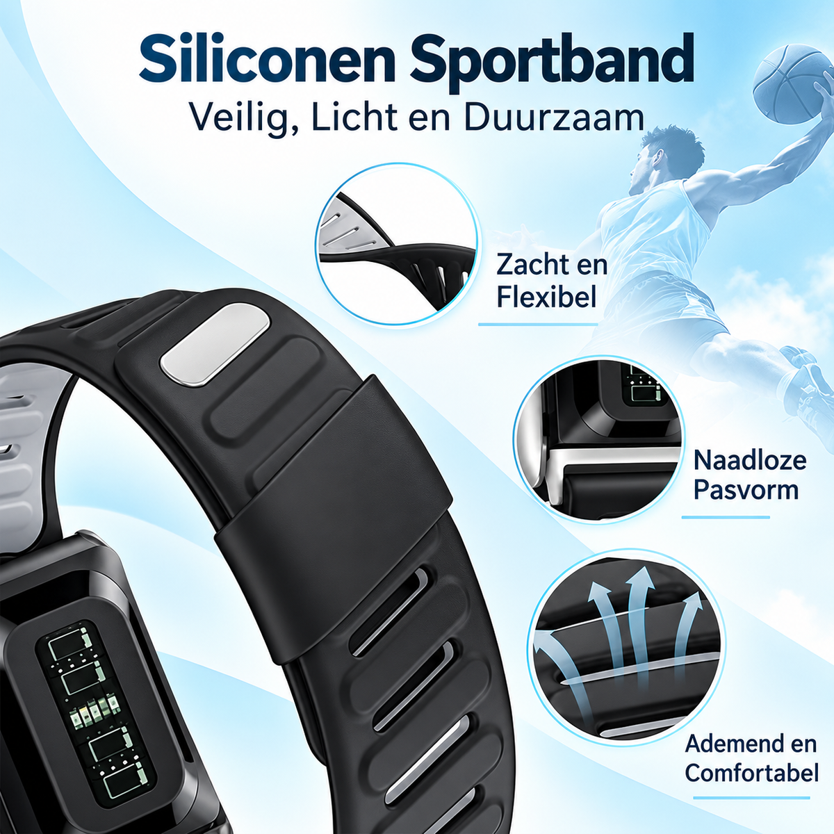 Fittershape Silicone Band voor Whoop 5.0/MG – met metalen connector