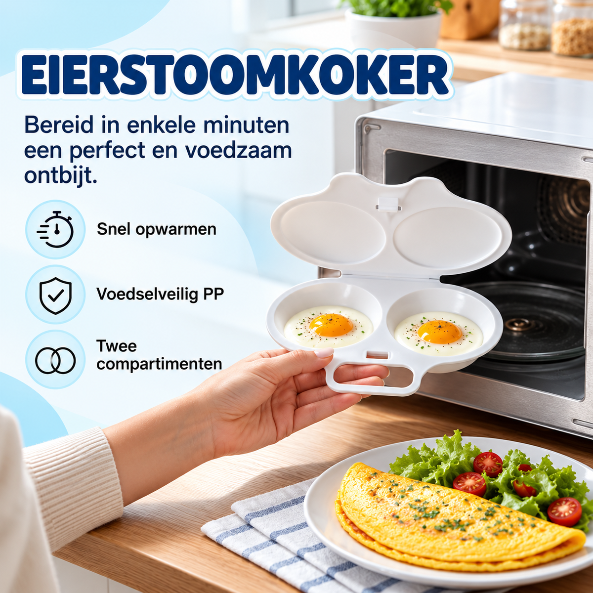 Fittershape Microwave Egg Poacher – met deksel & handgreep