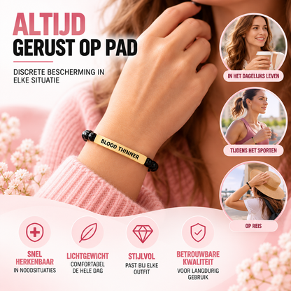 Fittershape Slim Black Blood Thinner Armband – voor dames