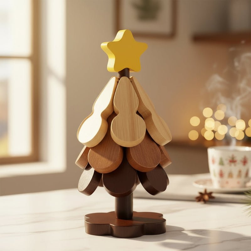Houten Onderzetters – Kerstboom Design – Set van 3 – Functioneel en Decoratief