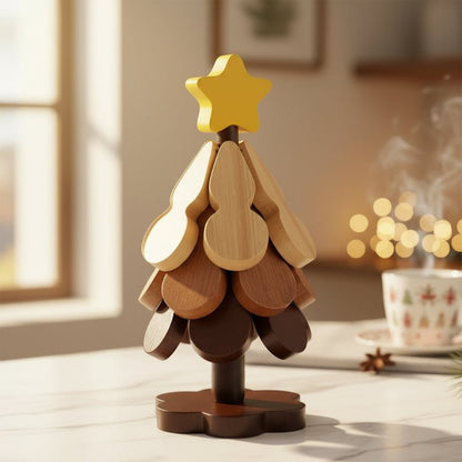 Houten Onderzetters – Kerstboom Design – Set van 3 – Functioneel en Decoratief
