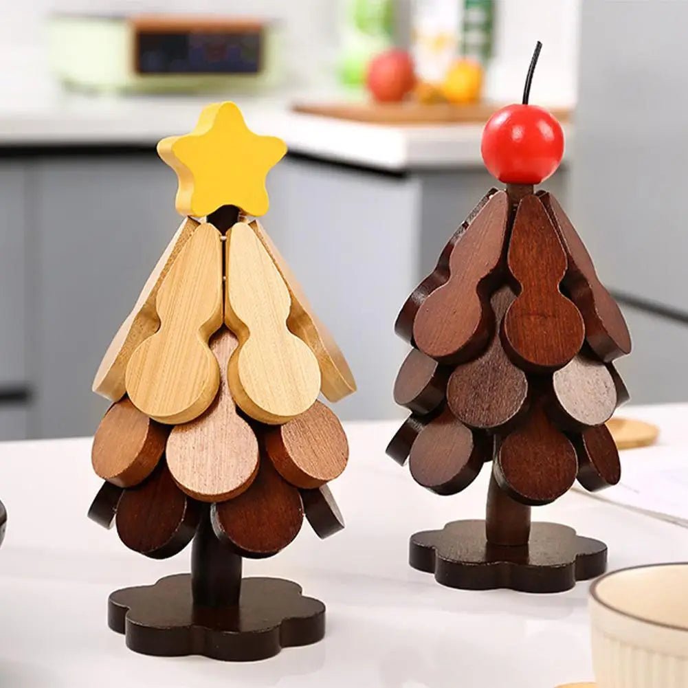 Houten Onderzetters – Kerstboom Design – Set van 3 – Functioneel en Decoratief