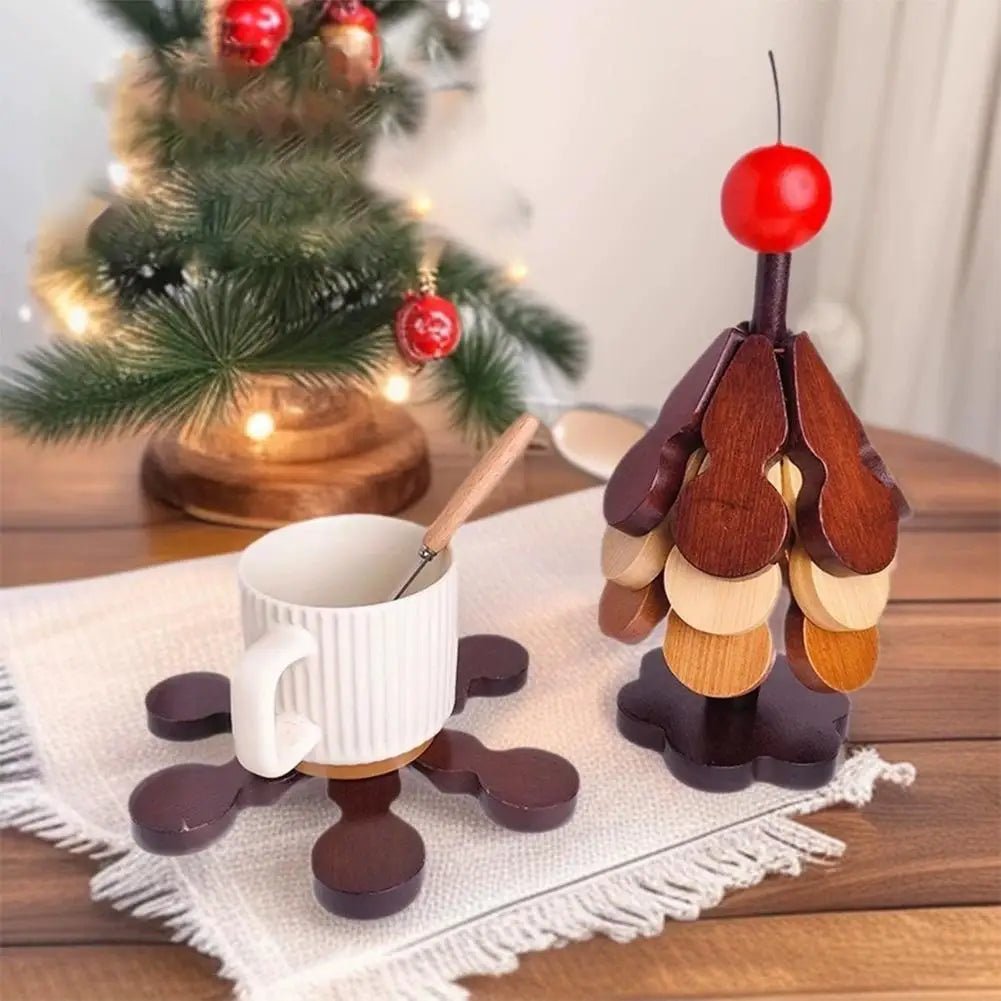 Houten Onderzetters – Kerstboom Design – Set van 3 – Functioneel en Decoratief