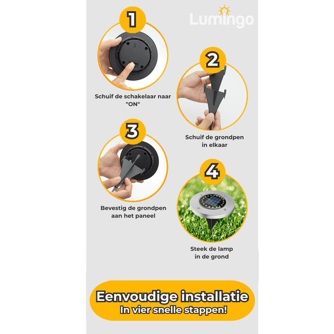 Zonne-LED Tuinlampen – Oplaadbaar – Set van 2 – Voor Tuin en Buitenruimte