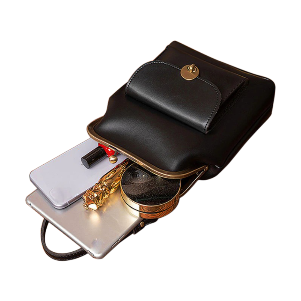 Rugtas – Vintage Kissing Lock – Voor Dames – Compact Formaat