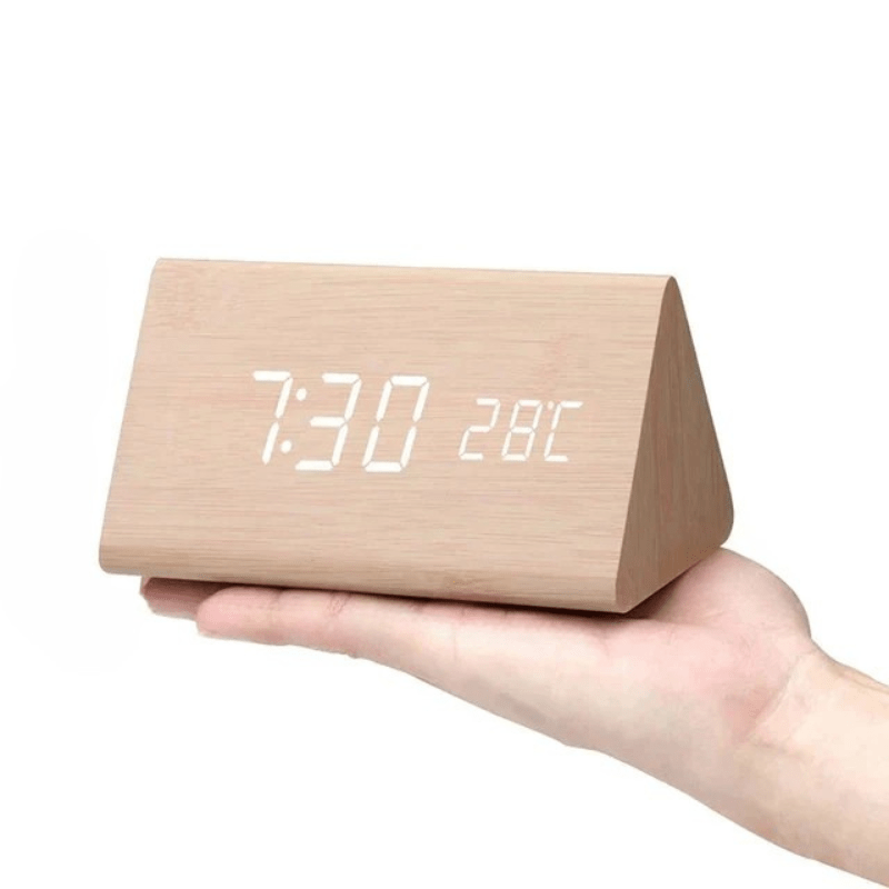 Digitale Klok – Temperatuurweergave – Houten Design – Voor Bureau