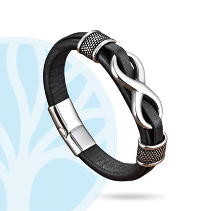 Fittershape Endless Knot Armband – titanium staal & leer