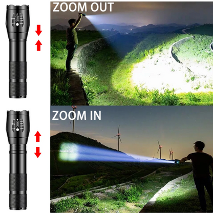 Zoomable LED Zaklamp – Sterk – Oplaadbaar – Voor Outdoor en Noodsituaties