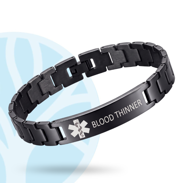 Fittershape Blood Thinner Medical Alert ID Bracelet – waterbestendig voor heren