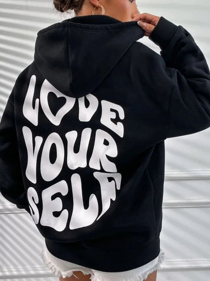 Hoodie Dames – "Love Yourself" Print – Zachte stof – Voor casual outfits