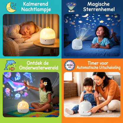 Fittershape 2-in-1 Nachtlampje & Projector – met rustgevende muziek