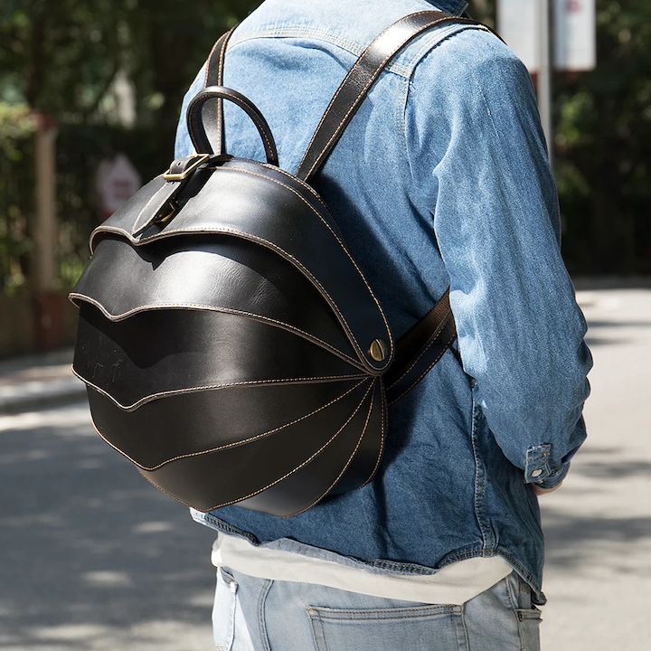 Beetle rugzak – leren tas – unieke vorm – voor dagelijks gebruik