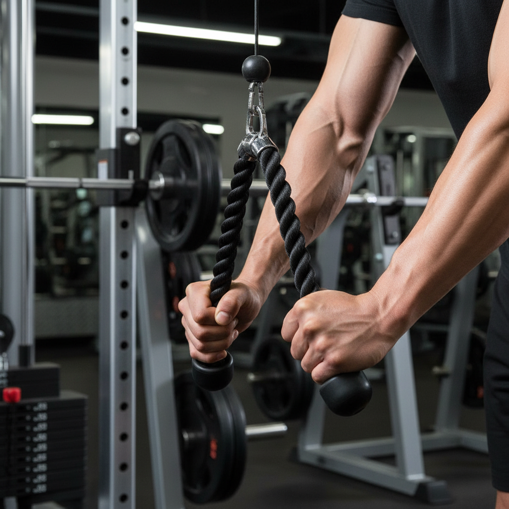 Triceps Touwgreep – Versterkt – Antislip Handvaten – Voor Triceps Machine