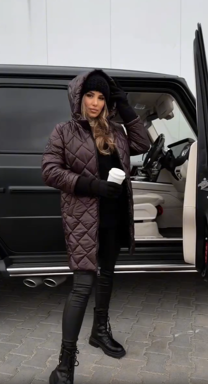 Gewatteerde Winterjas – Met Capuchon – Lange Pasvorm – Voor Dames