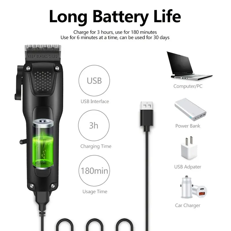 GroomMaster - 3-Delige Draadloze Haar- en Baardverzorgingsset voor Heren