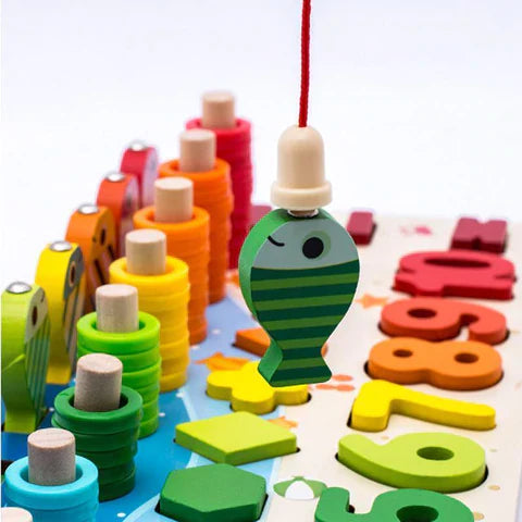 Educatief Houten Puzzelspel – Cijfers, Vormen en Dieren – Voor Kinderen