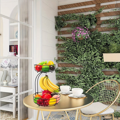 FruitGlam Mand - Elegante 2-Laagse Metaal Organizer met Bananenhouder