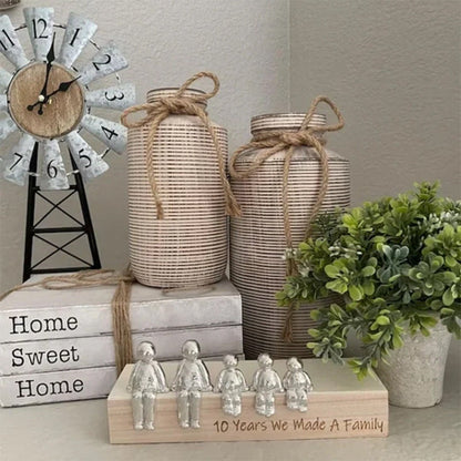 Familiebeeld – Herinneringskunstwerk – Metaal en hout – Voor interieurdecoratie