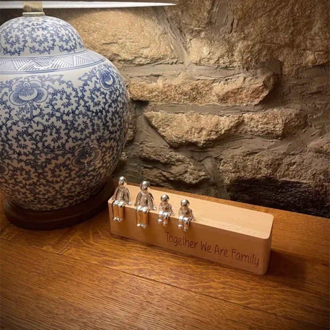 Familiebeeld – Herinneringskunstwerk – Metaal en hout – Voor interieurdecoratie