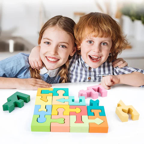 Educatief Puzzelspel – Kleurrijke Houten Blokken – Voor Kinderen