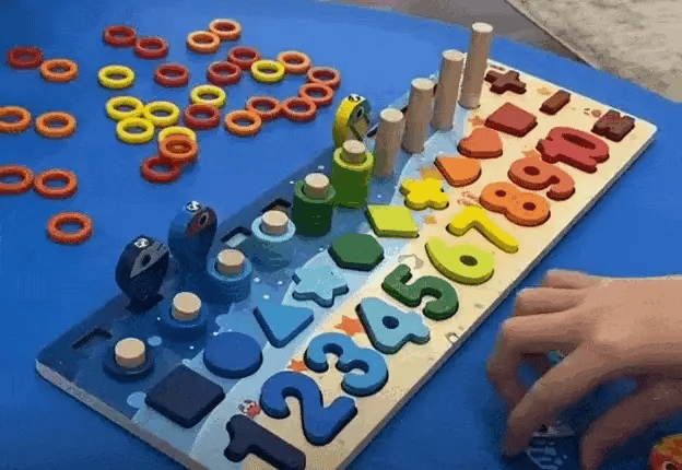 Educatief Houten Puzzelspel – Cijfers, Vormen en Dieren – Voor Kinderen