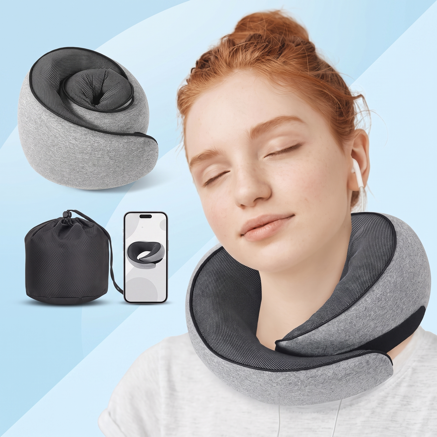 Fittershape Reiskussen – memory foam met kap