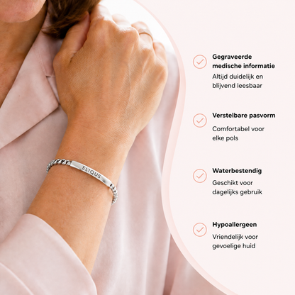 Fittershape Eliquis Slim Bracelet – medische alertheid & stijl